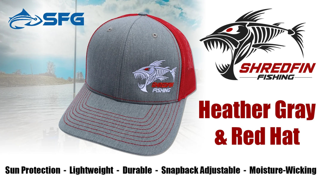 ShredFin Gray & Red Hat – Stylish Comfort for Anglers