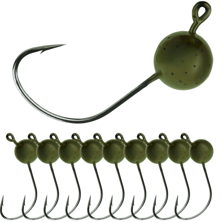 Reaction Tackle Lead Wacky Jigs 10-pack with ultra-sharp hooks, designed for fishing and bait presentation.
