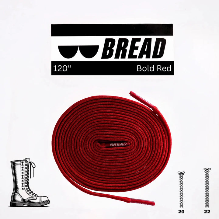 Bright red Bread elastic shoelace with a stretchy design, suitable for replacing standard laces on sneakers or casual shoes.