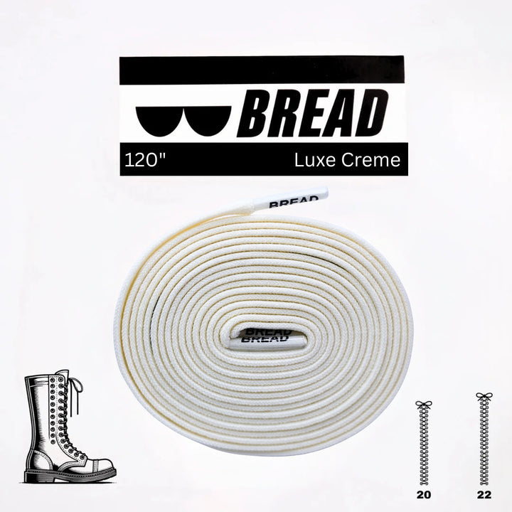 Elastic shoelace from Bread Luxe Creme collection, showcasing the soft, flexible design in a close-up image.