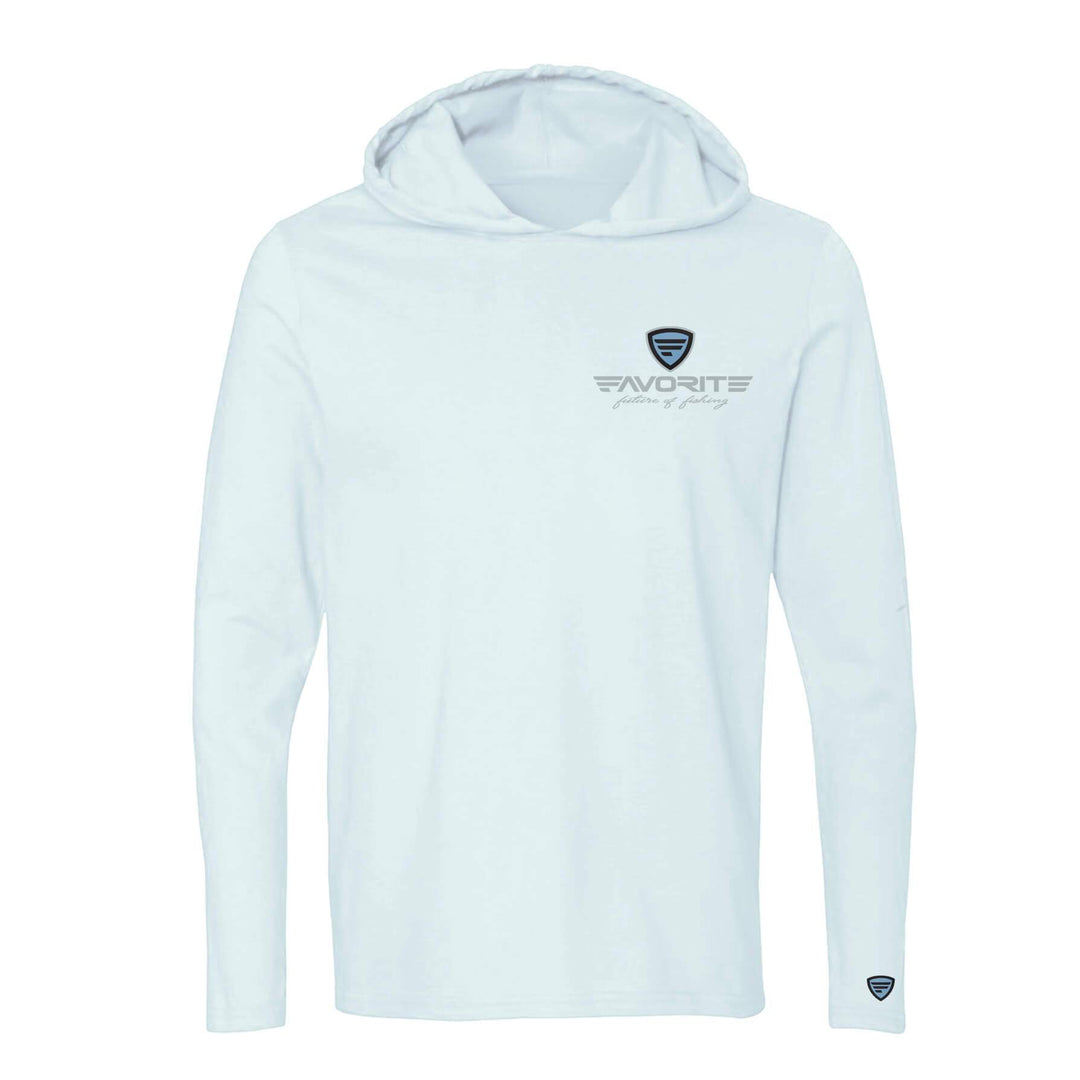 Favorite Fishing Ol Salty lightweight tri-blend hoodie in white, casual apparel with a front logo design.