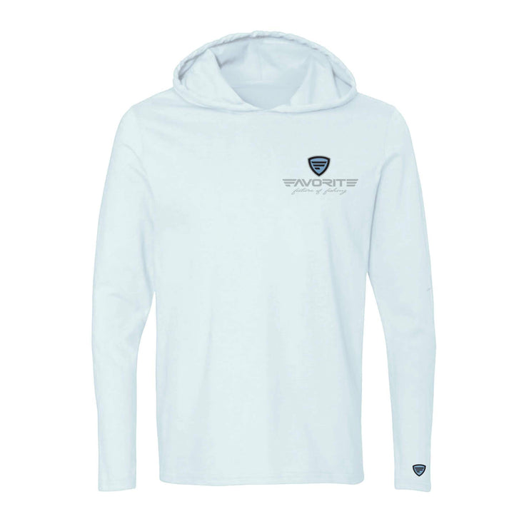 Favorite Fishing Ol Salty lightweight tri-blend hoodie in white, casual apparel with a front logo design.