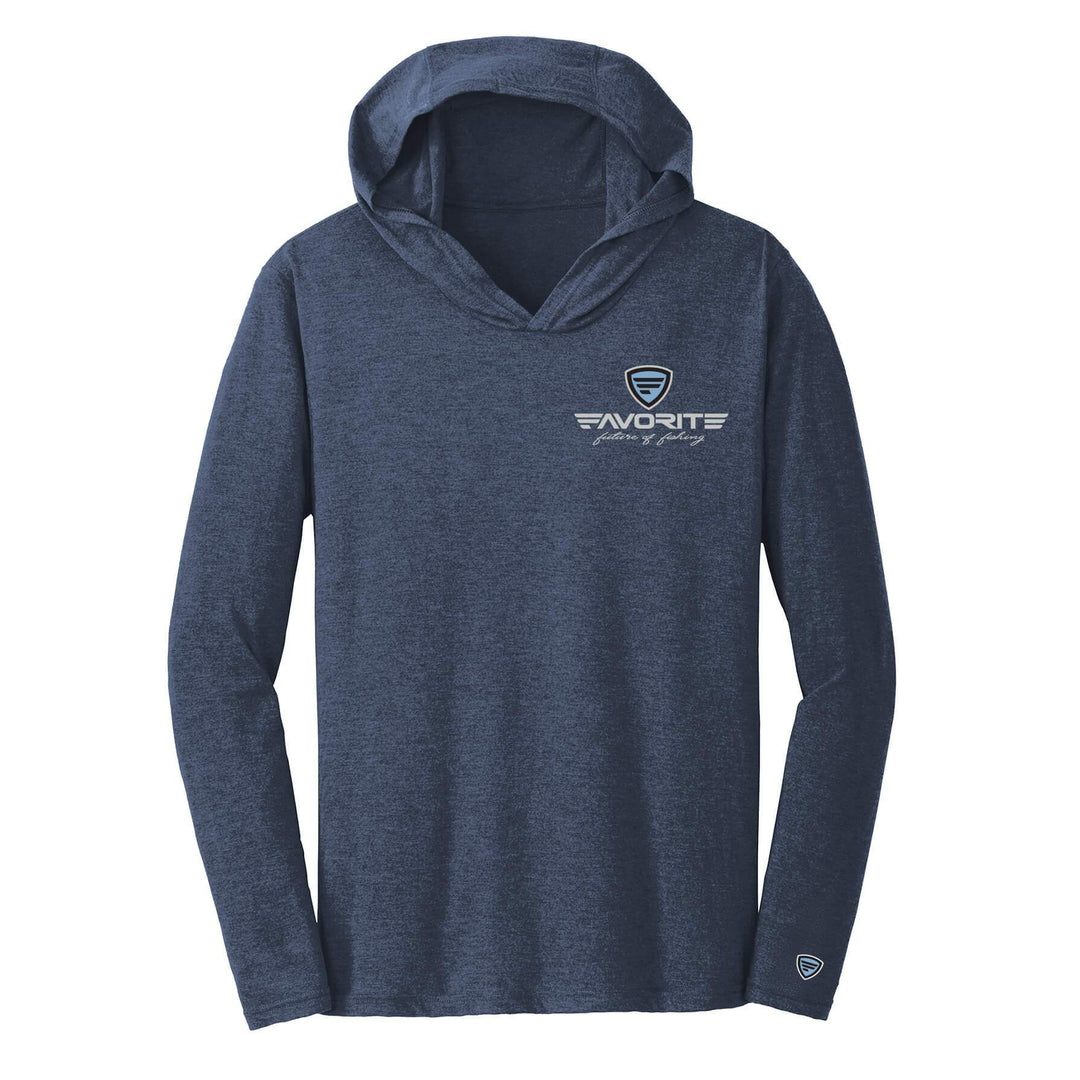Favorite Fishing Ol Salty lightweight tri-blend hoodie in navy, front view showing soft fabric and casual fit.