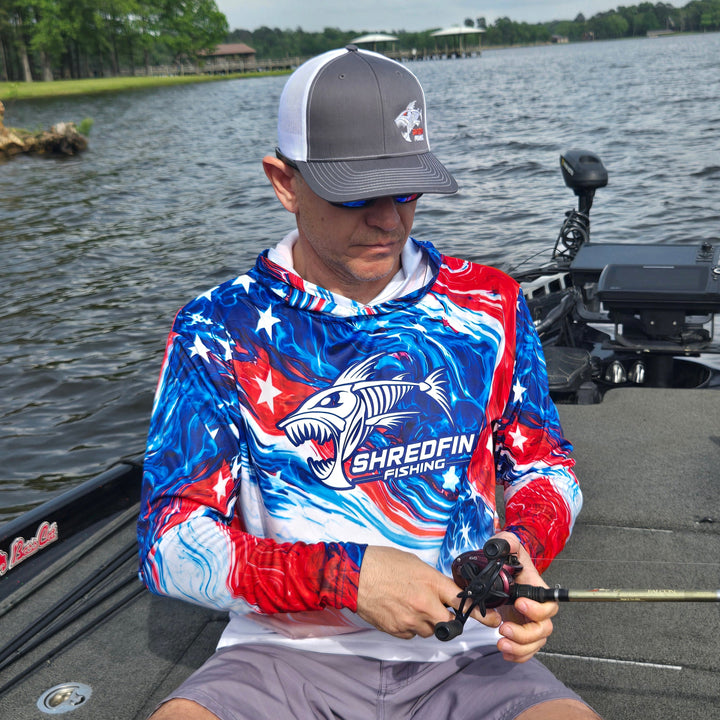 ShredFin StormSurge Hooded Performance Shirt | Freedom Swirl | USA 250th Anniversary Edition 🇺🇸