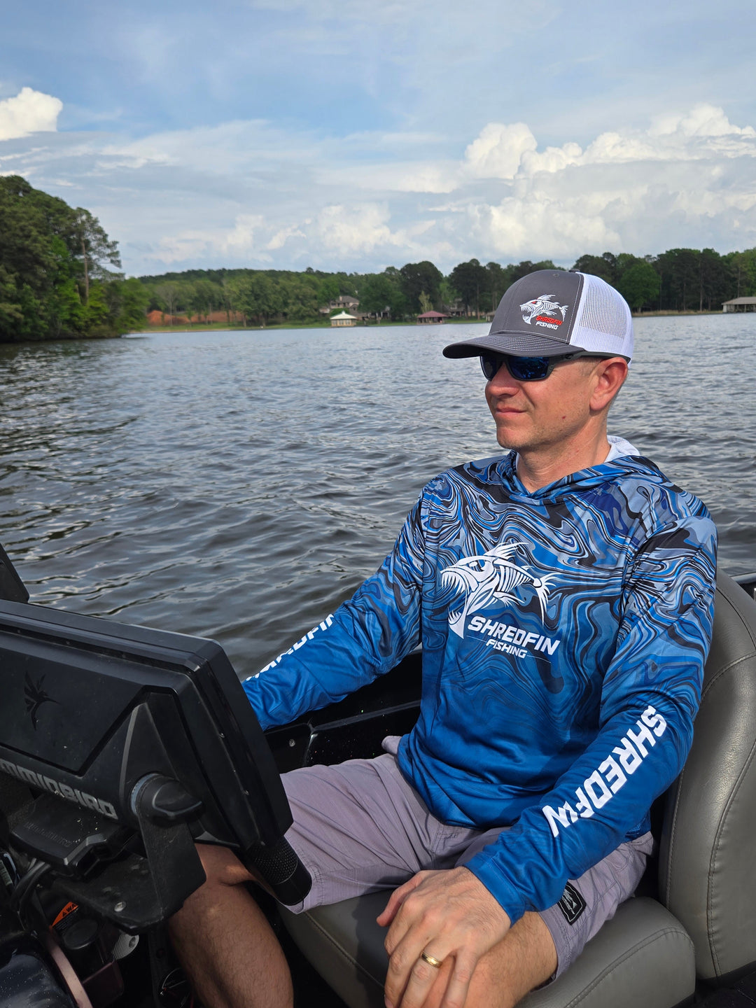 ShredFin StormSurge Hooded Performance Shirt | Blue Harbor Swirl