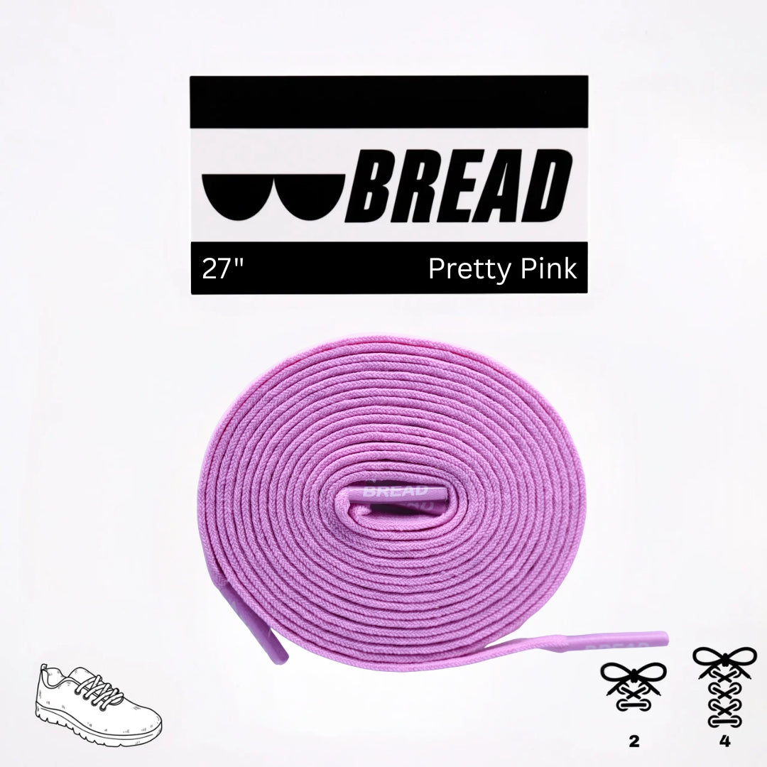 Pink elastic shoelace by Bread, flexible and stylish lacing option for sneakers or casual shoes.