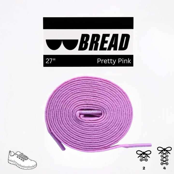 Pink elastic shoelace by Bread, flexible and stylish lacing option for sneakers or casual shoes.