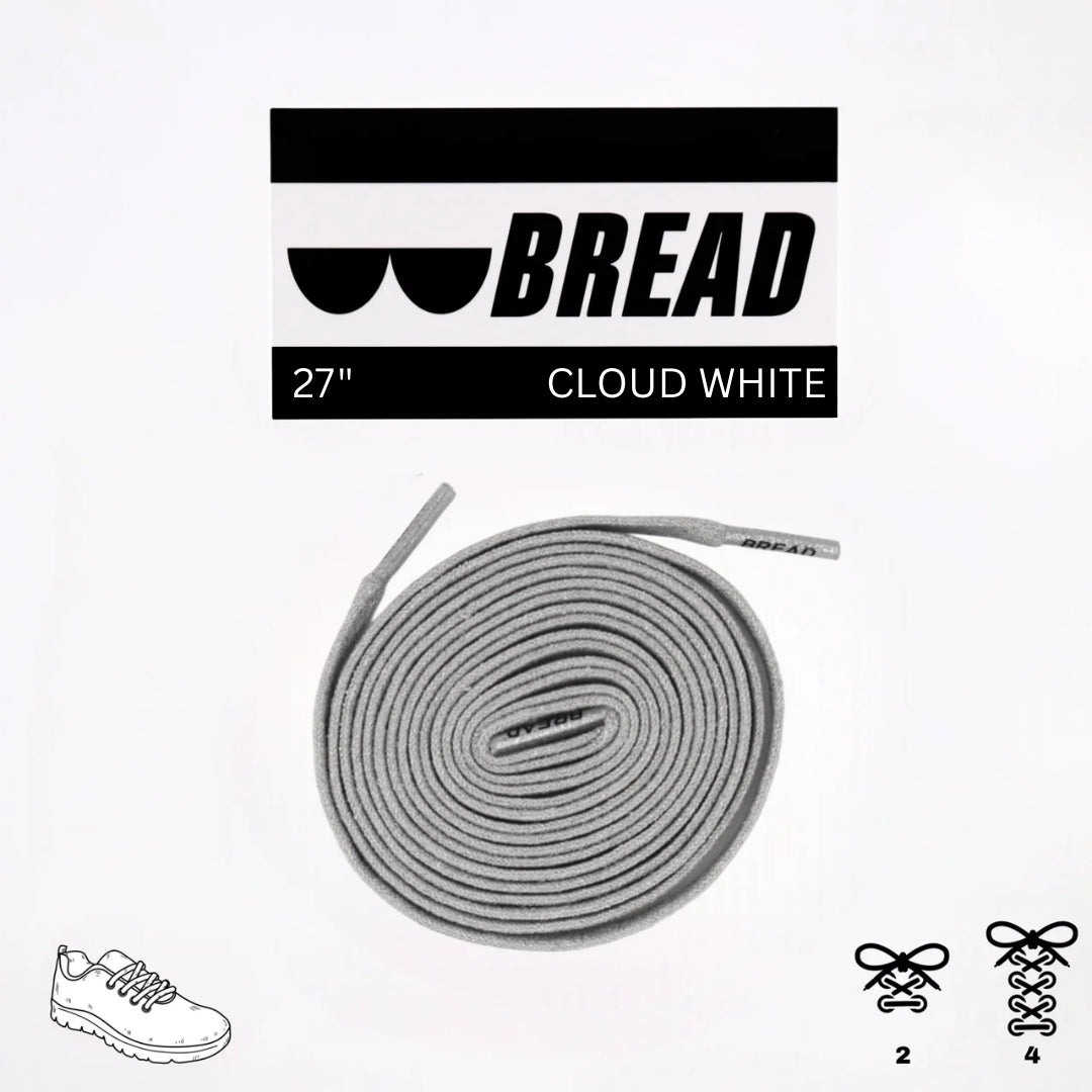 Sparkly Cloud White elastic shoelace by Bread, showing its stretchy, decorative design for easy lacing and added style.