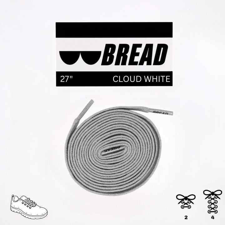 Sparkly Cloud White elastic shoelace by Bread, showing its stretchy, decorative design for easy lacing and added style.
