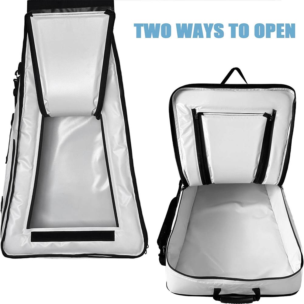 Buffalo Gear 36-inch kayak fish cooler bag with shoulder strap, insulated fish storage and portable design.