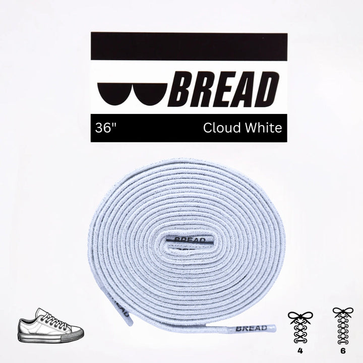 Elastic shoelace in Cloud White by Bread, showcasing the flexible, durable design and sleek white color for stylish footwear.