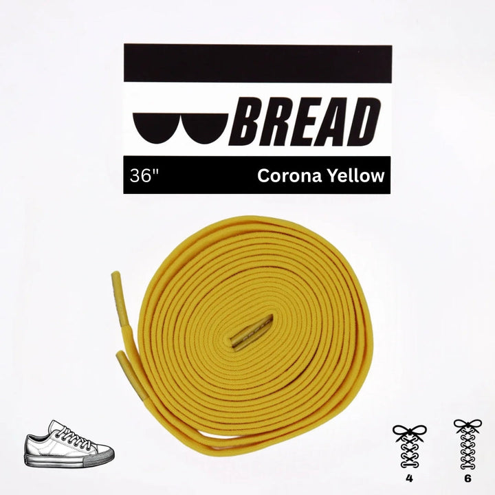Yellow elastic shoelace from Bread's Corona series, designed for easy and comfortable footwear fastening.