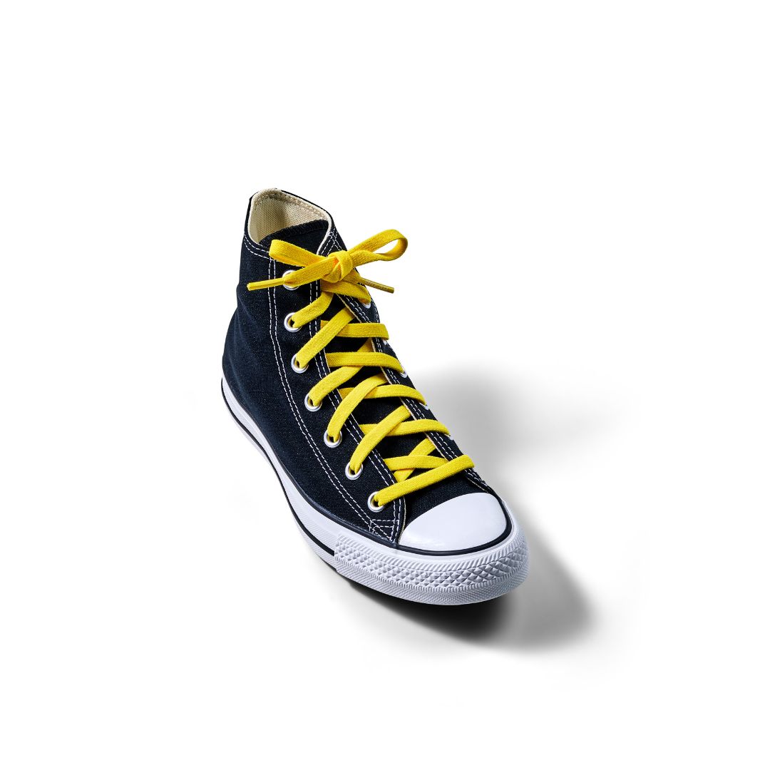 Corona Yellow elastic shoelace by Bread, vibrant yellow laces with stretch, suitable for sports shoes or casual footwear.