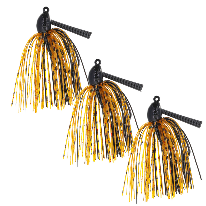 Reaction Tackle Lead Swim Jigs, weedless bass fishing lures, 3-pack with Texas Craw design for effective bass fishing.