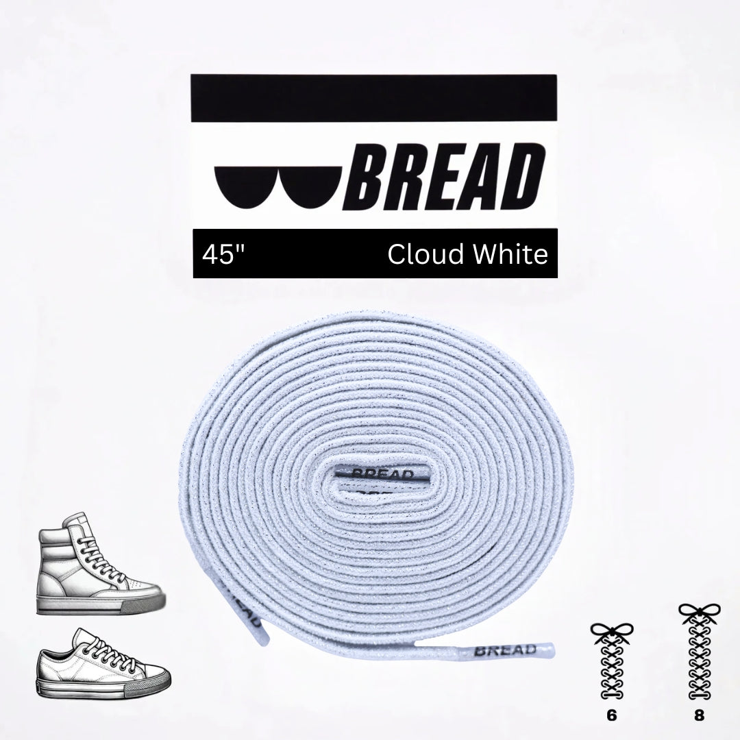 Elastic shoelace by Bread in Cloud White color, showing close-up of flexible, durable laces with a smooth texture.