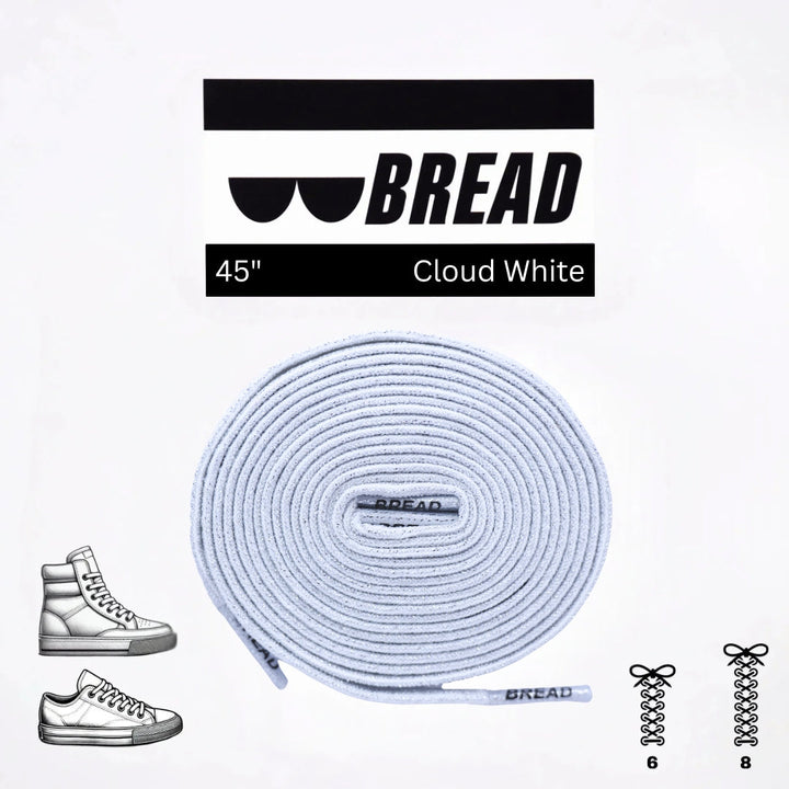 Elastic shoelace by Bread in Cloud White color, showing close-up of flexible, durable laces with a smooth texture.
