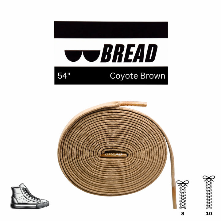 Coyote brown elastic shoelace by Bread, showing flexible, stretchy design ideal for comfortable, adjustable shoe fastening