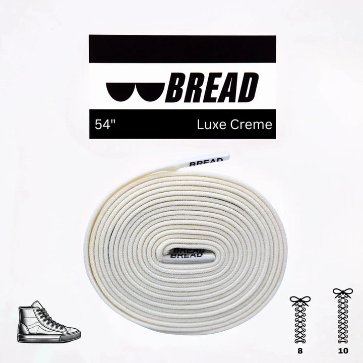 Elastic shoelaces from Bread Luxe Creme in a close-up image showing their flexible, durable design and vibrant color.