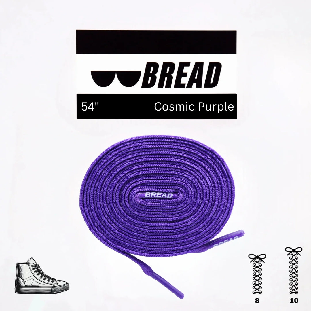 Bread Cosmic Purple elastic shoelace with vibrant purple color and flexible design for easy lacing and secure fit.