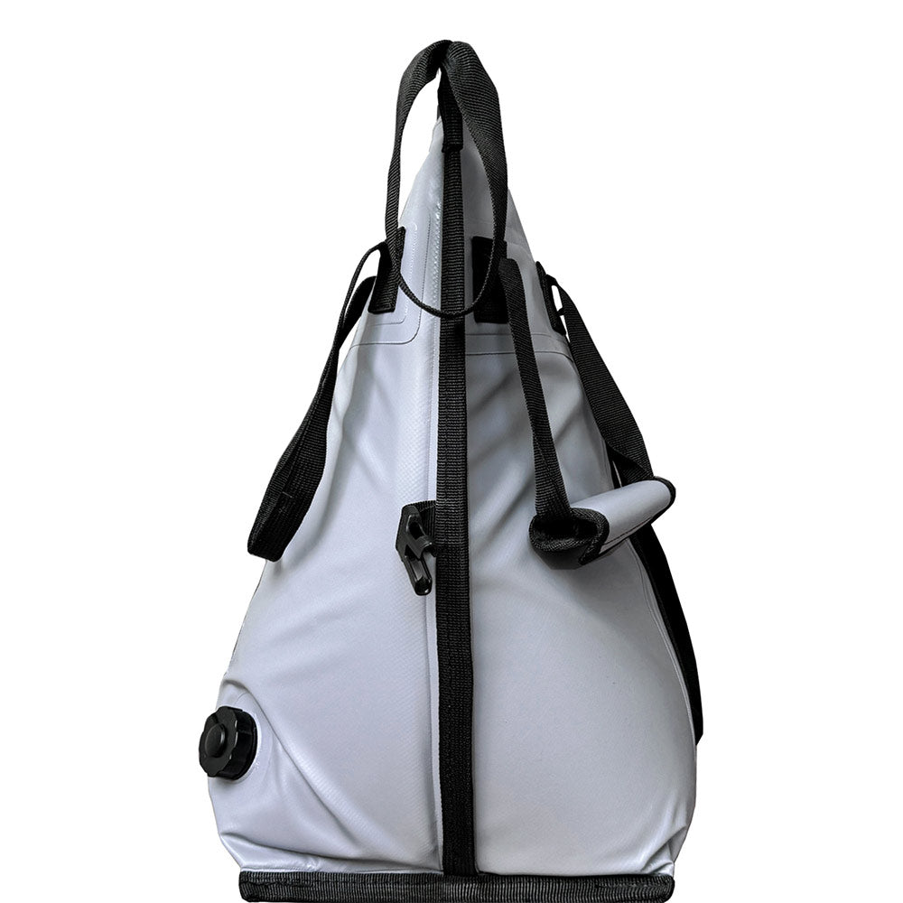 Buffalo Gear 58QT fish cooler bag with flat bottom for keeping catches fresh during fishing trips.