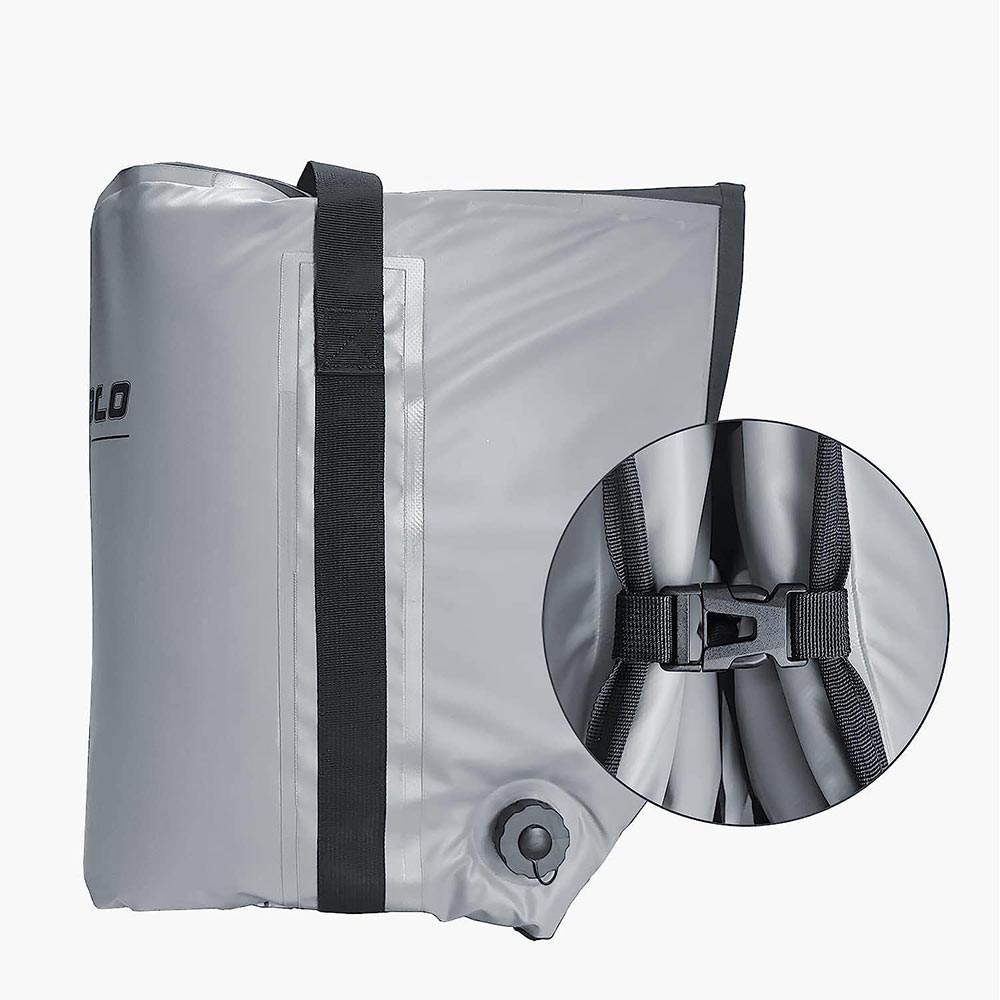 Buffalo Gear 58QT fish cooler bag with flat bottom, insulated for keeping catches fresh during fishing trips.