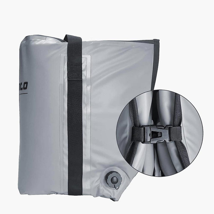 Buffalo Gear 58QT fish cooler bag with flat bottom, insulated for keeping catches fresh during fishing trips.