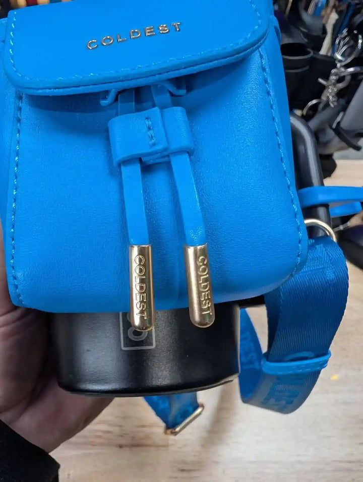 Coldest mint mini backpack with squeeze holder and key hanger, compact and stylish for everyday use