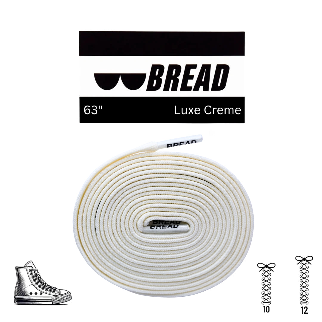 Elastic shoelace from Bread Luxe Creme collection, featuring a close-up of the soft, stretchy material and secure aglets.
