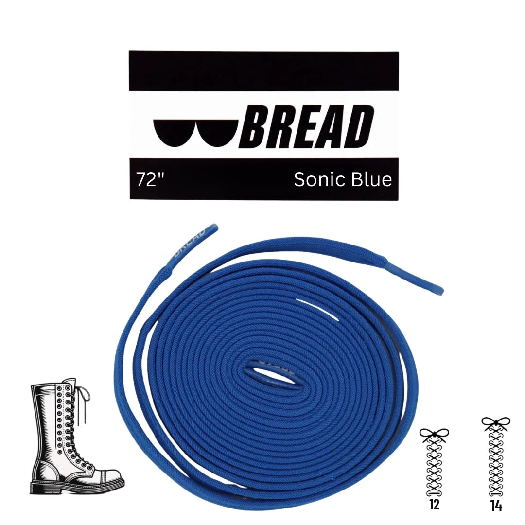 Sonic Blue Bread elastic shoelace with stretchable design and secure aglets for comfortable, slip-resistant shoe fastening.