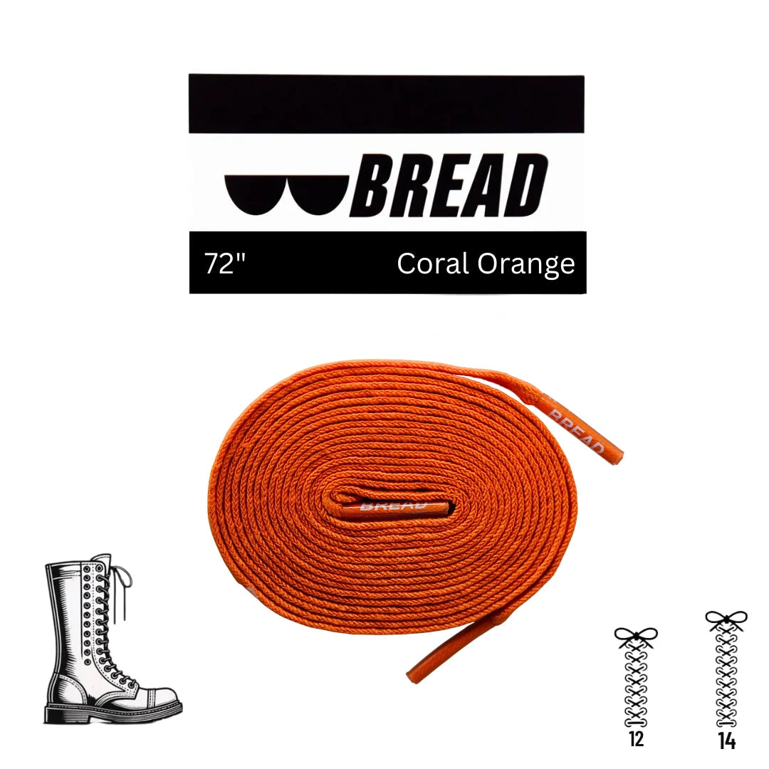 Bright coral orange elastic shoelace by Bread, with flexible stretch and durable design for comfortable, secure fit.