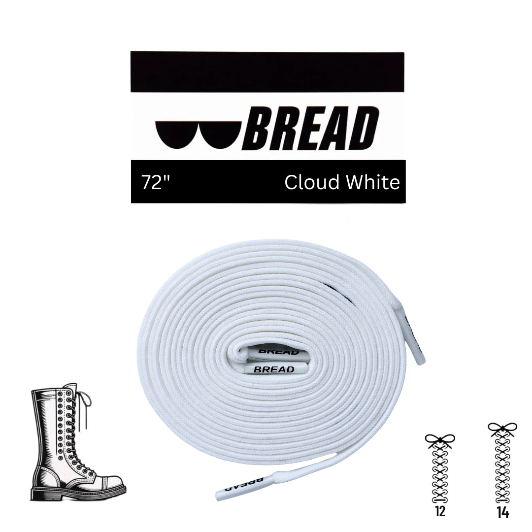 Elastic shoelace in Cloud White by Bread, featuring a close-up view of the soft, stretchy laces for sneakers or casual shoes.