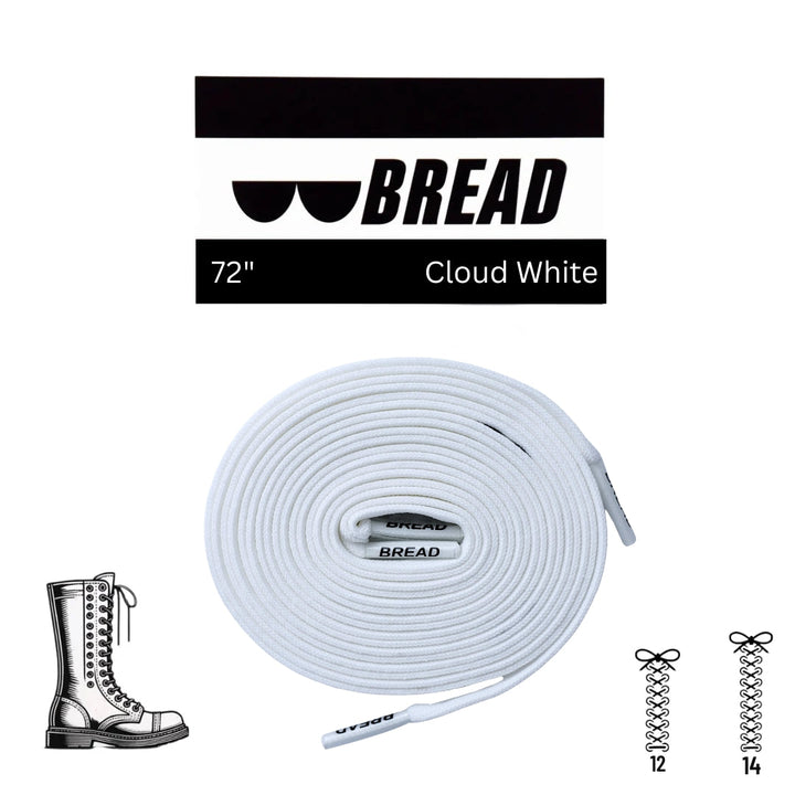Elastic shoelace in Cloud White by Bread, featuring a close-up view of the soft, stretchy laces for sneakers or casual shoes.