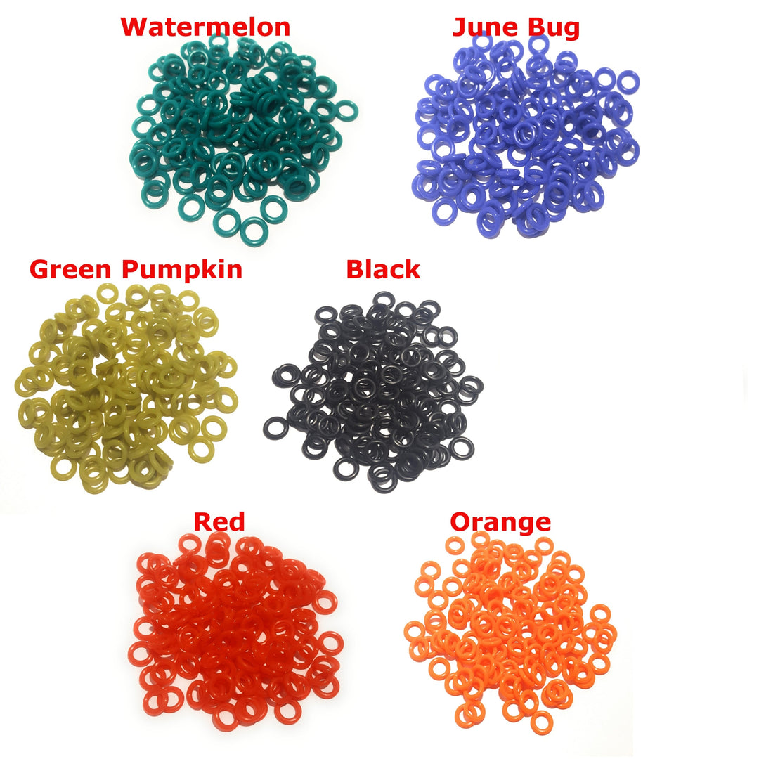 Reaction Tackle Wacky O-Rings soft plastics in a pack, showing colorful rubber fishing accessories for bait and lure enhancements.