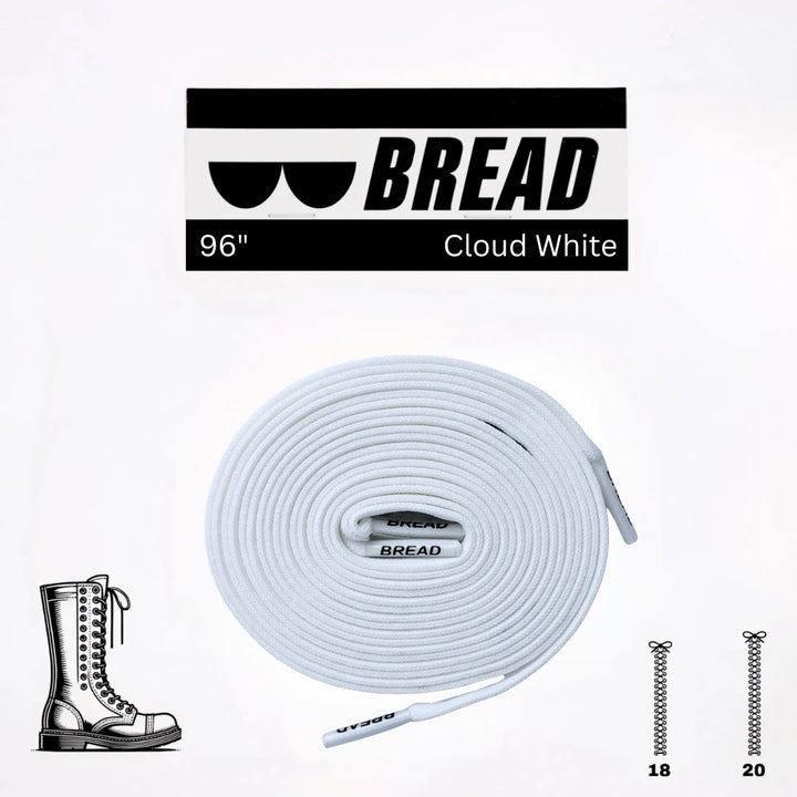 Elastic shoelace in Cloud White by Bread, showing close-up of flexible, durable laces for sneakers or casual shoes.