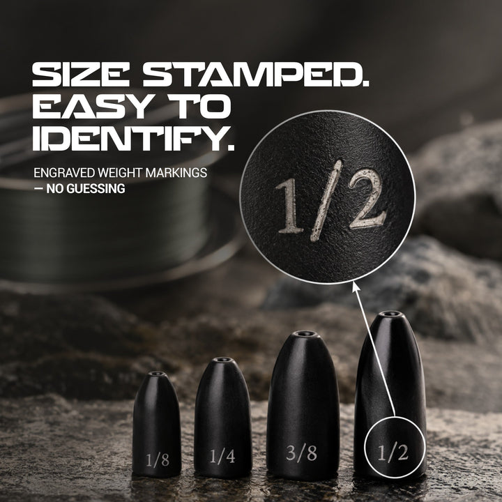 Reaction Tackle Tungsten Worm Weights / Bullet Shaped Sinkers