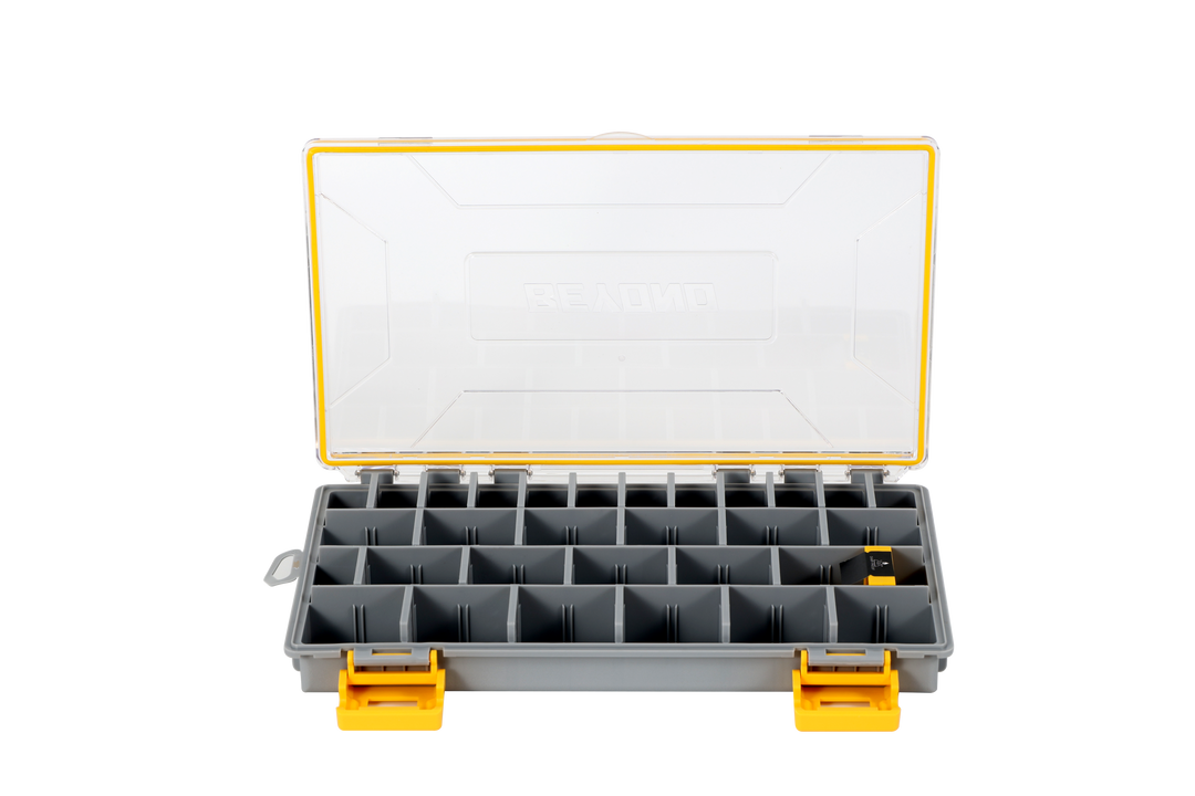 Beyond Fishing DryLock Waterproof Tackle Box, Watertight 3600 & 3700 Tackle Trays with Dual-Latch Seal, Adjustable Removable Dividers & Anti-Rust Desiccant, Lure & Terminal Tackle Organizer