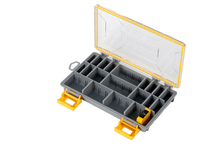 Beyond Fishing DryLock Waterproof Tackle Box, Watertight 3600 & 3700 Tackle Trays with Dual-Latch Seal, Adjustable Removable Dividers & Anti-Rust Desiccant, Lure & Terminal Tackle Organizer