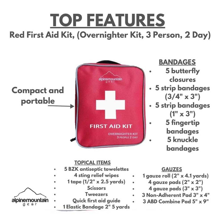 First Aid Kit - Compact Emergency Medical Kit with Bandages, Gauze, and More
