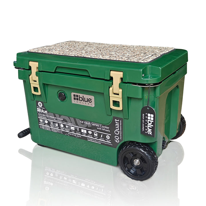 60-Quart Ice Vault Cooler – Limited Edition Green w/ Camo Topper