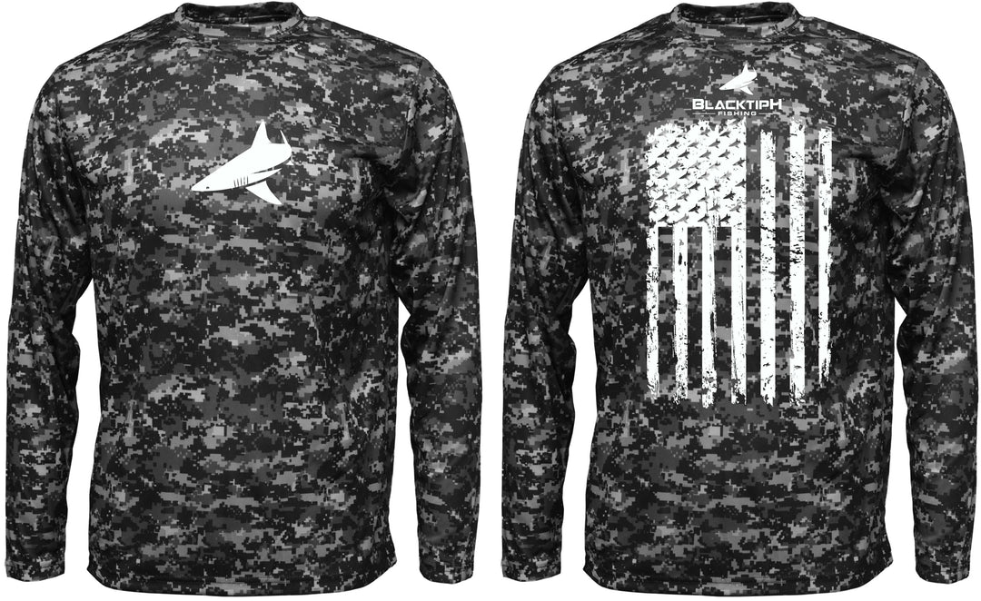BlacktipH Performance Shirt Digital Camo Shirt - Vertical Flag with UPF 50+ Protection
