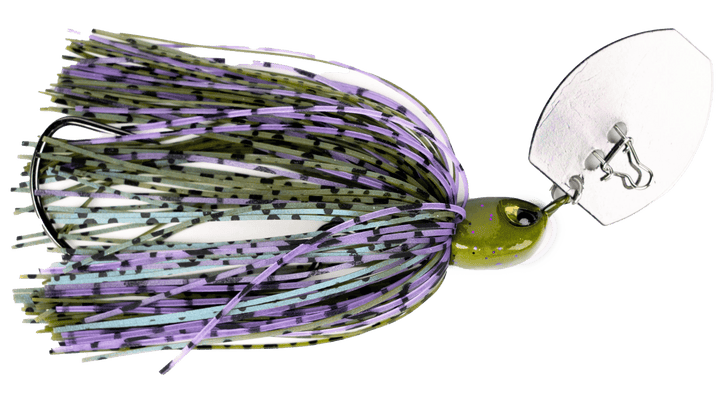 Blue and silver Weedless Vibrating Jig fishing lure by G-Ratt Baits with a sleek design for freshwater fishing.