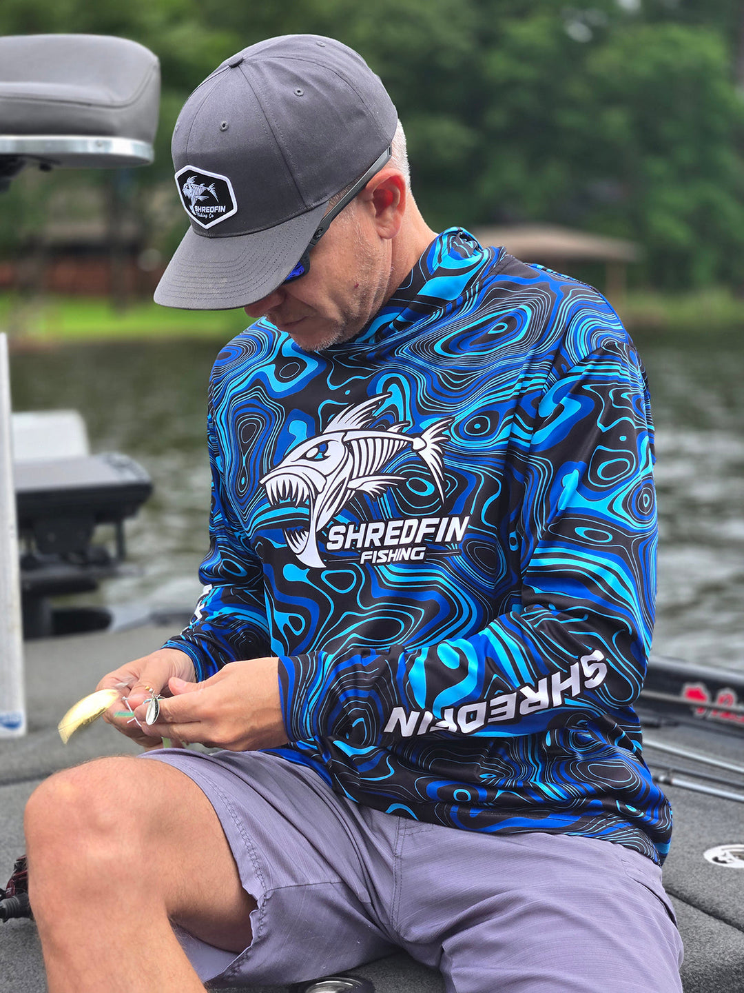 ShredFin Contourz Hooded Performance Shirt | Blue River