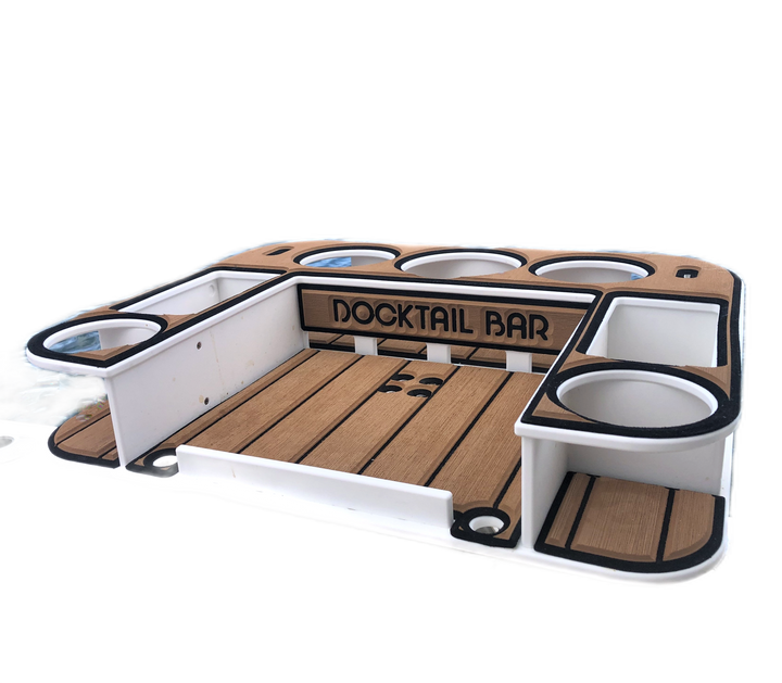 Docktail Butler Boat Table with Adjustable Rod Holder Mount
