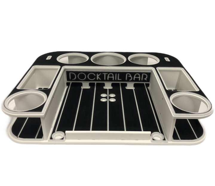 Docktail Butler Boat Table with Adjustable Rod Holder Mount