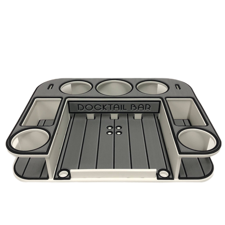 Docktail Butler Boat Table with Adjustable Rod Holder Mount