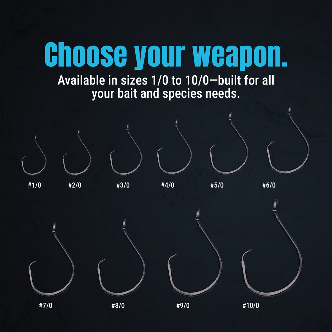 Reaction Tackle Heavyweight Catfish Circle Hooks - Offset Octopus Hooks (25 Pack) - New