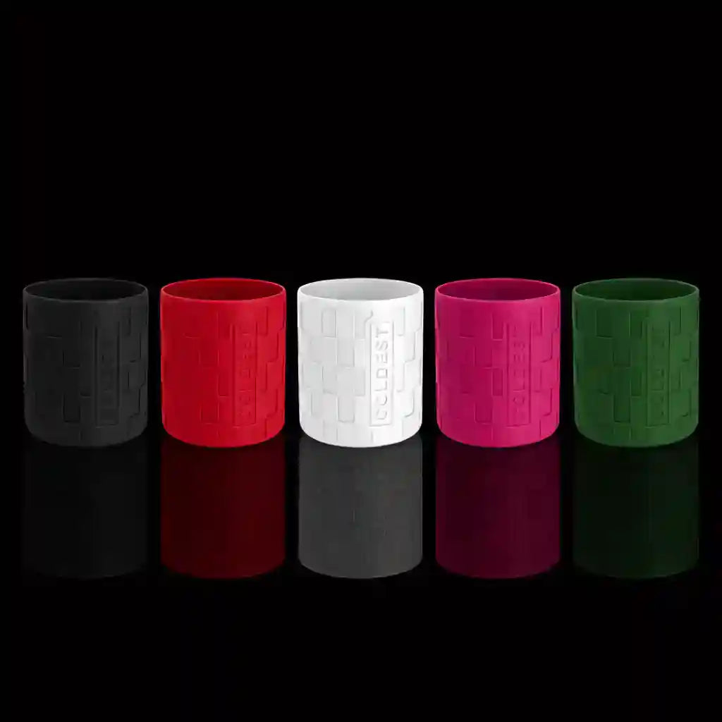 Set of five Coldest brand accessory boots, displayed in a row, made of durable material for cold weather protection.