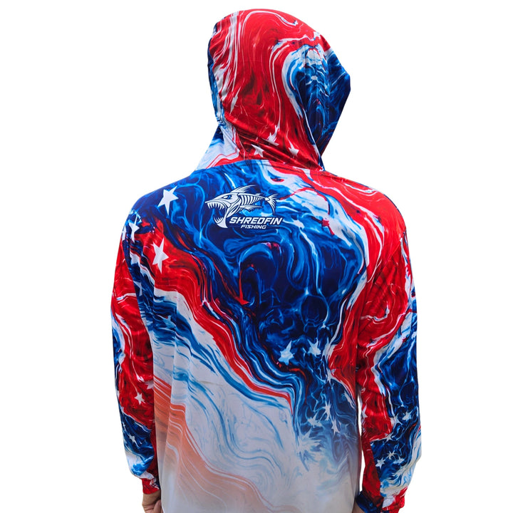 ShredFin StormSurge Hooded Performance Shirt | Freedom Swirl | USA 250th Anniversary Edition 🇺🇸