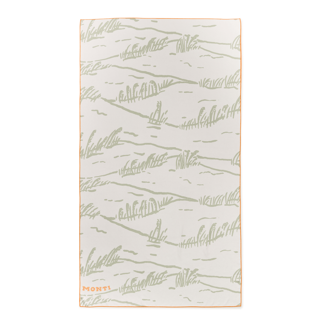 Monti Coolers The Big Ass Towel in Dune color, large beach towel with bold striped pattern, soft and absorbent for beach or pool use.