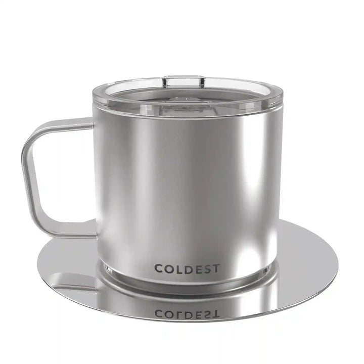 Stainless steel Coldest insulated espresso mug with a sleek design, perfect for keeping coffee hot or cold.